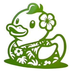 Rubber Duck Hawaiian Green Vinyl Car Truck Window Laptop Decal Bumper Sticker